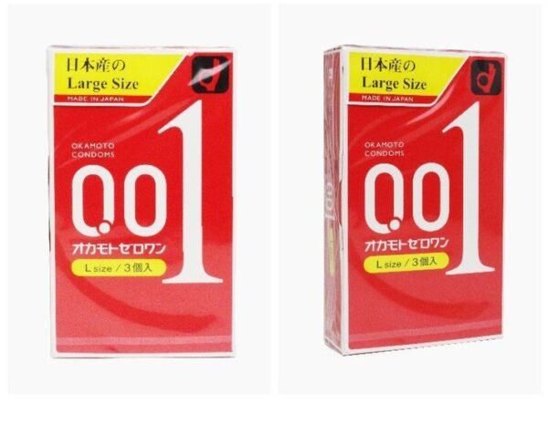 日本OKAMOTO冈本 001系列亲肤触感薄L码避孕套0.01mm 3只装