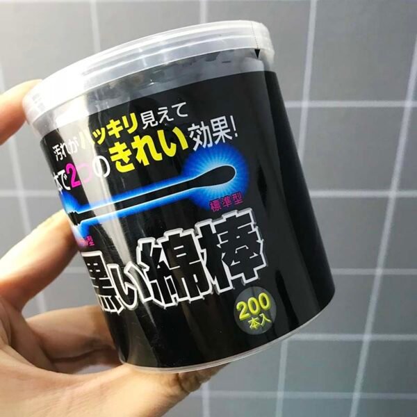 日本COTTON LABO 纸轴黑棉棒 200入