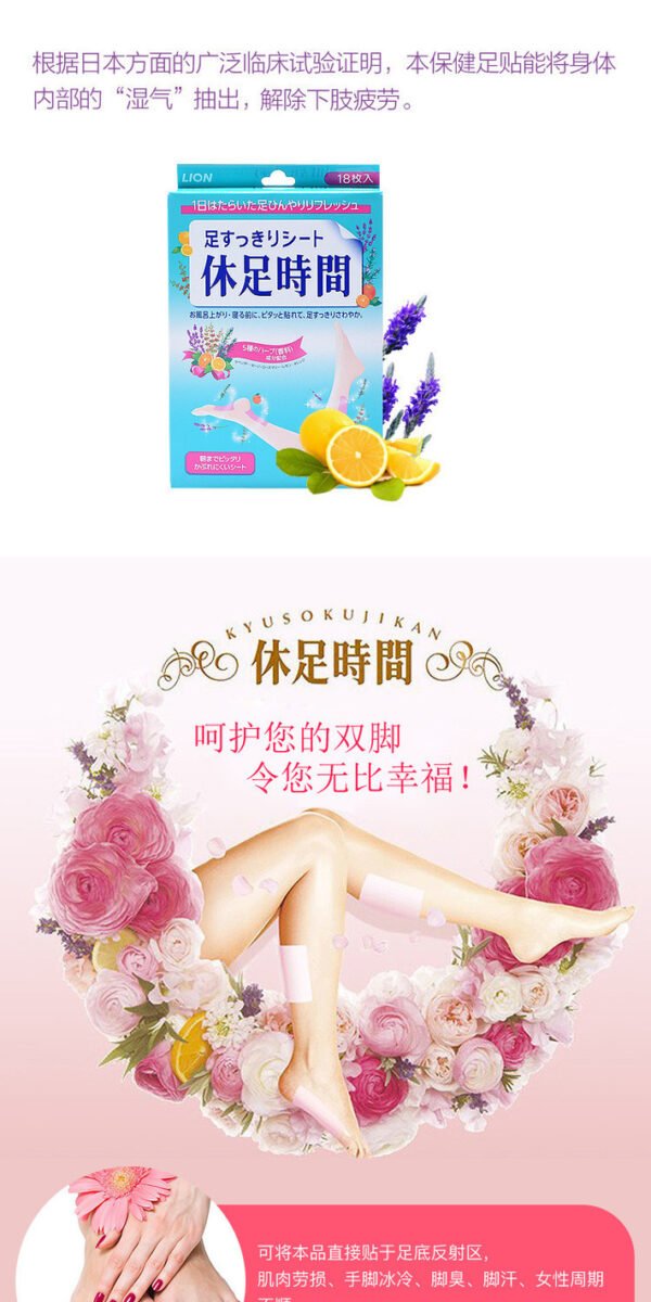 日本LION狮王 休足时间 清凉舒爽足贴 18枚入