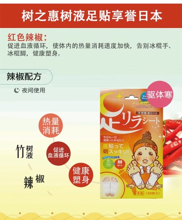 日本ASHIRIRA树之惠本铺 中村足美人天然树液唐辛子排毒足贴 30枚入