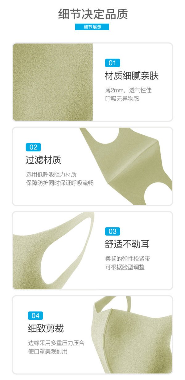 日本PITTA立体口罩同款明星口罩三色 卡其绿+黑灰色+海军蓝 3枚装 小号