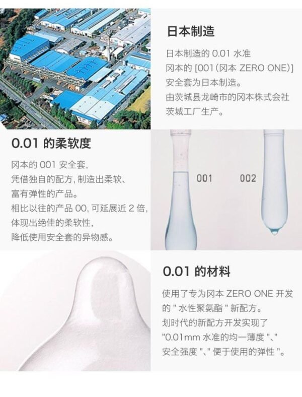 日本OKAMOTO冈本 001系列亲肤触感薄L码避孕套0.01mm 3只装
