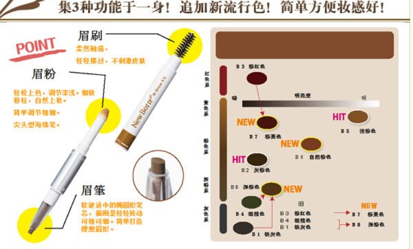 Japan SANA Sana Soft Three-in-One Eyebrow Pencil #B6 Natural Brown