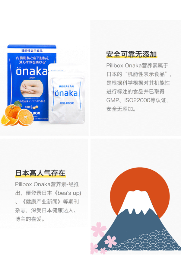 日本PILLBOX ONAKA小腹纤体膳食营养素 60粒