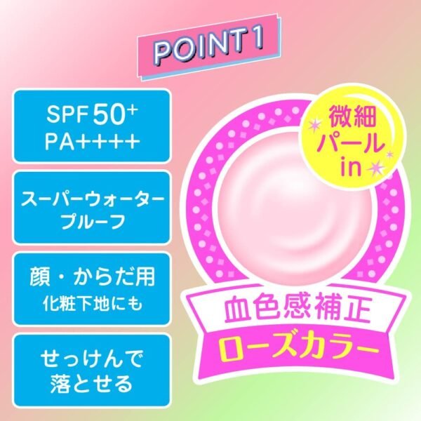Japan ROHTO LUCKY SKIN AQUA Transparent Limited Edition Sunscreen 80g Rose Color Blood Color Correction