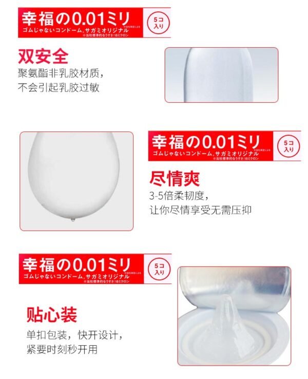 日本SAGAMI 幸福001 超薄安全避孕套 5片入